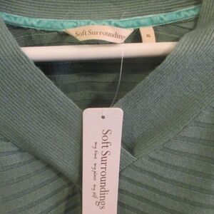 NWT Soft Surroundings Ribbed Green Tunic Top (XL-18)
